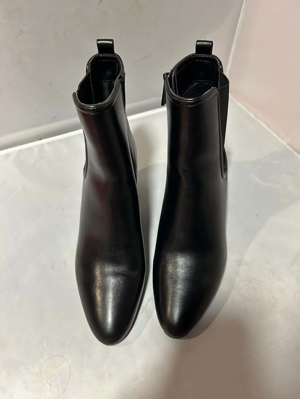 Womens Black Leather Pointed Ankle Boots Booties US  Size 10M